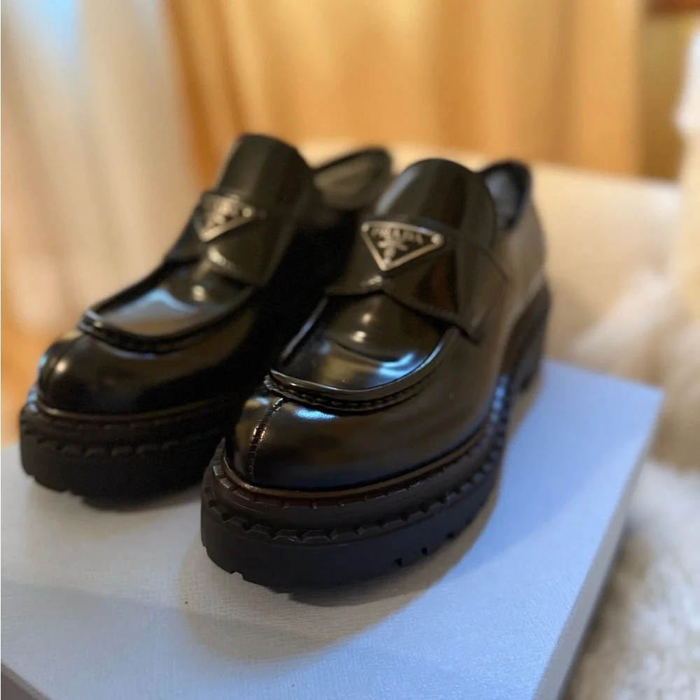 Prada Brushed Leather Loafers - Picture 3 of 10